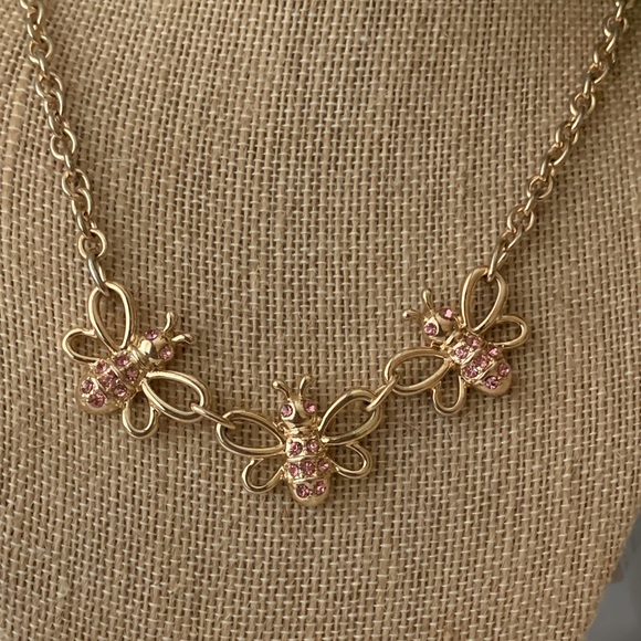 R.J Graziano Bumble Bee You Can Do It Necklace Gold Tone w/ Pink Rhinestone 🐝💖 - Picture 3 of 6